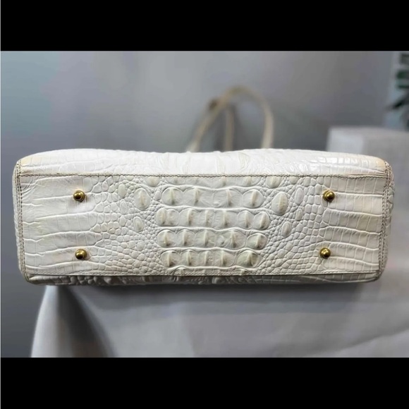 BRAHMIN White Croc Leather Large Shoulder Tote Bag - Picture 9 of 13